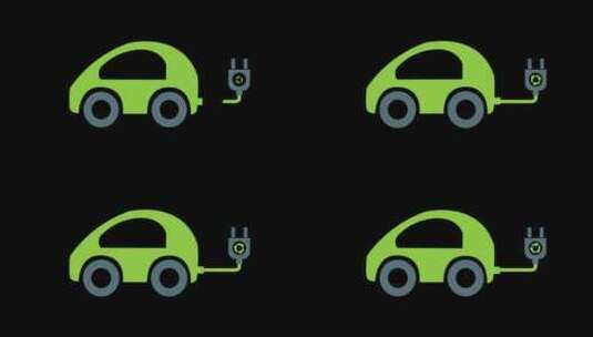 绿色新能源小汽车充电动画高清在线视频素材下载