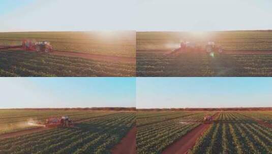 农田里耕作的拖拉机高清在线视频素材下载