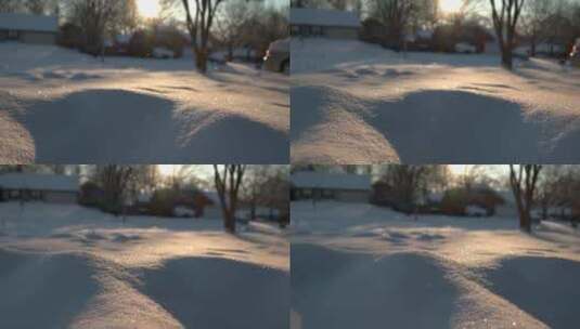 特写雪地里的夕阳高清在线视频素材下载