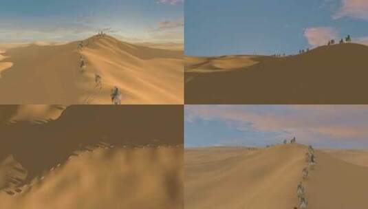 大漠骆驼 沙漠 骆驼 丝绸之路 历史演变高清在线视频素材下载