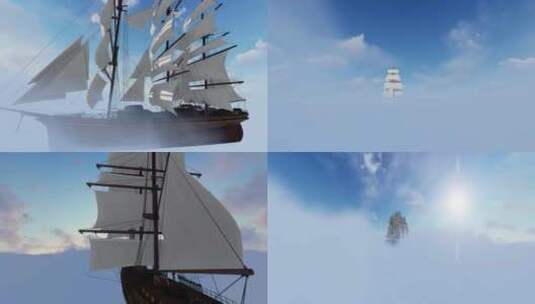 云海云雾 高空云 帆船高清在线视频素材下载