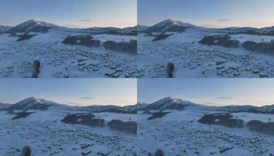 新疆冬季旅游 禾木冬天 村庄 禾木雪景高清在线视频素材下载