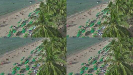 HDR泰国普吉岛芭东海滩棕榈航拍自然景观高清在线视频素材下载