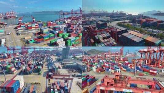 港口集装箱码头航拍工业素材价值工厂深圳招高清在线视频素材下载