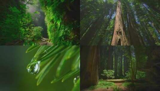 绝美森林深山老林原始森林参天大树高清在线视频素材下载