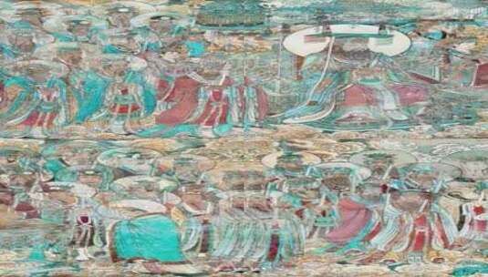 唐代山西永济永乐宫壁画朝元图二高清在线视频素材下载