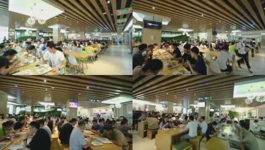 食堂用餐 餐厅 人流 团餐 吃饭人群高清在线视频素材下载