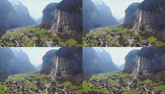 4k风景瑞士阿尔卑斯山劳特伦布嫩小镇高清在线视频素材下载
