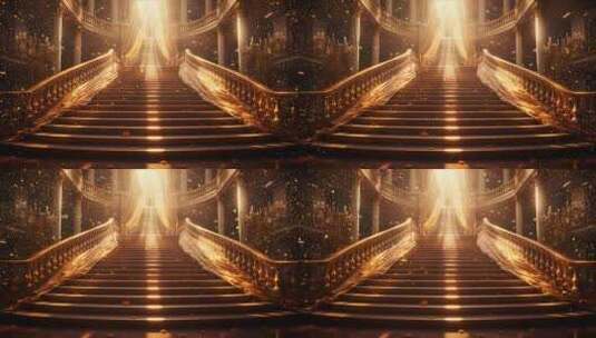 粒子梦幻舞台背景金色唯美殿堂宫殿高清在线视频素材下载