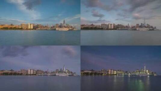 城市河滨延时摄影高清在线视频素材下载