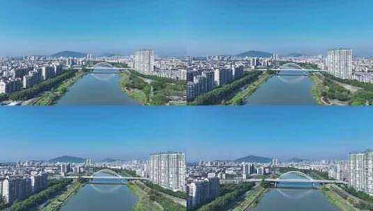 广州从化区航拍从化大桥流溪河城市建筑风光高清在线视频素材下载