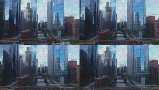 4K-芝加哥金融商务区办公楼高清在线视频素材下载