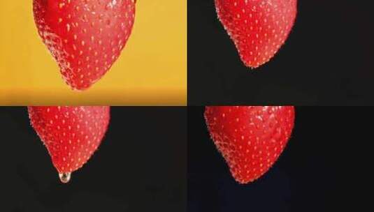 【4K原创】水滴在草莓上流过高清在线视频素材下载