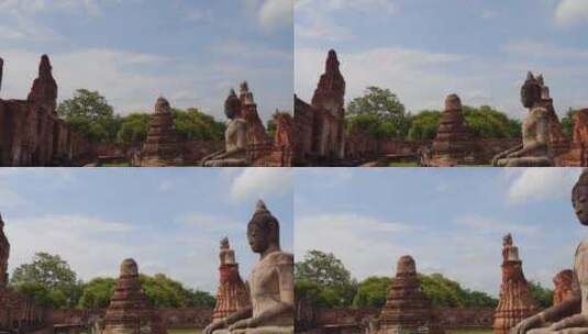 泰国大城府寺庙佛像建筑高清在线视频素材下载