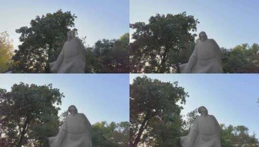浙江杭州西湖景区苏堤苏轼苏东坡雕像高清在线视频素材下载
