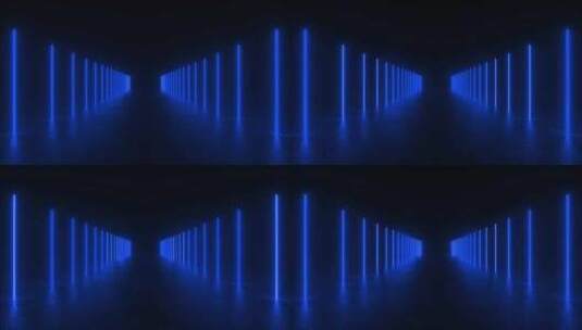 黑暗隧道中的蓝色霓虹灯环高清在线视频素材下载