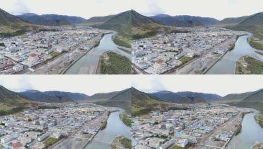 4k西藏昌都市丁青县城市航拍高原高清在线视频素材下载