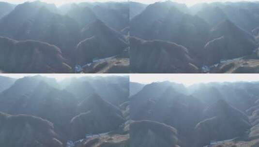 航拍山脉地质公园沟壑峰峦风光雄威高山高清在线视频素材下载
