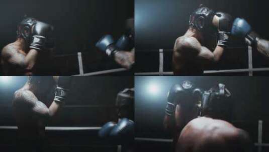 在擂台上打拳击的拳击手高清在线视频素材下载