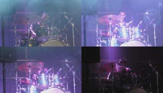 鼓手在舞台上现场表演高清在线视频素材下载