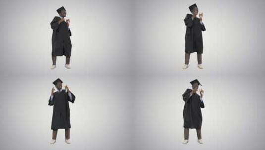 男学生戴着毕业证跳舞高清在线视频素材下载