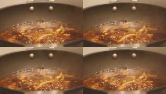 炖鸡爪年糕蟹肉煲 (5)高清在线视频素材下载