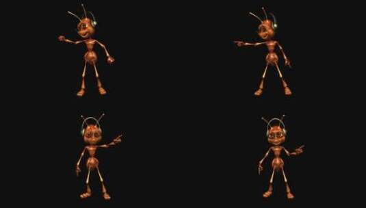 卡通蚂蚁听着音乐跳舞高清在线视频素材下载