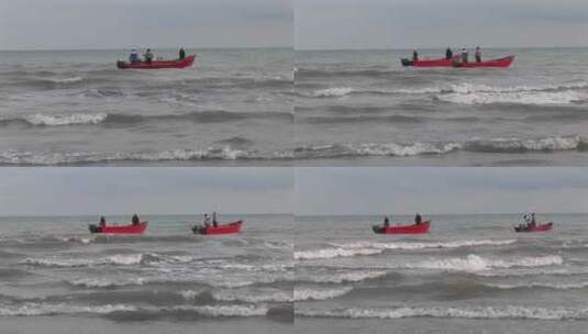红船上的渔民高清在线视频素材下载
