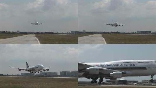 航空公司的飞机降落在通用机场高清在线视频素材下载