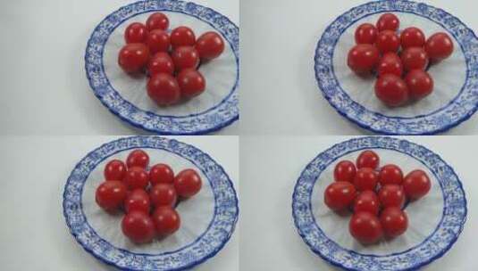白底樱桃小番茄新鲜圣女果高清在线视频素材下载