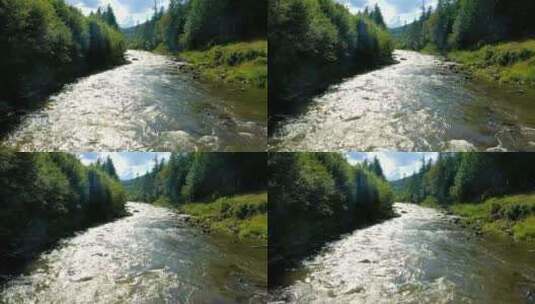 山上美丽的河流高清在线视频素材下载
