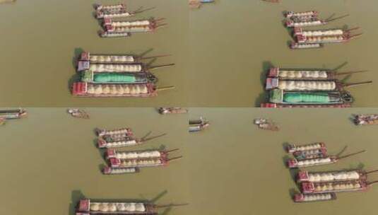 航拍湖南岳阳洞庭湖水运大船高清在线视频素材下载
