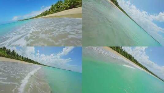 FPV穿越机航拍沙滩海浪高清在线视频素材下载