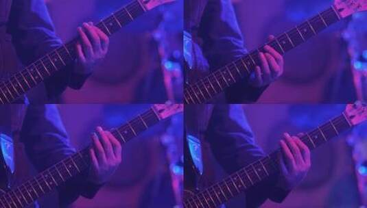 吉他手在舞台上弹电吉他高清在线视频素材下载