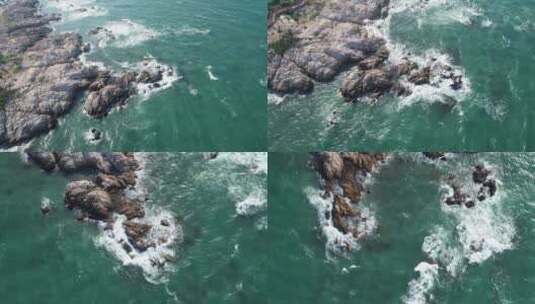 航拍海岸礁石高清在线视频素材下载