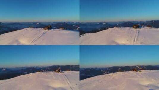 山顶上的滑雪场高清在线视频素材下载