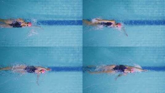游泳 游泳比赛 蝶泳 自由泳 游泳池高清在线视频素材下载
