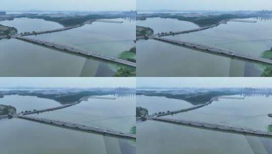 武汉南湖大桥，略俯视环绕镜头高清在线视频素材下载