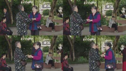 退休老人在公园里跳舞高清在线视频素材下载