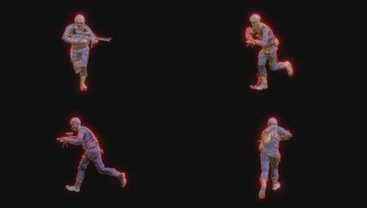 4K带通道赛博朋克元宇宙元素3D赛博军人奔跑高清在线视频素材下载