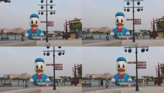 上海迪士尼小镇空镜唐老鸭４K实拍高清在线视频素材下载