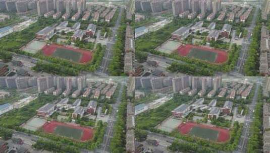 上海奉贤区全景地标建筑高楼大厦小区4K航拍高清在线视频素材下载