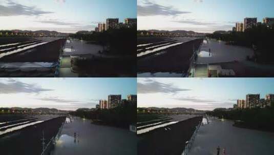 包头城市无人机航拍公园景象高清在线视频素材下载
