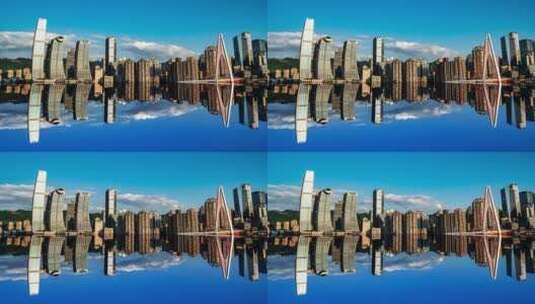 8K重庆渝中CBD建筑倒影视觉效果4高清在线视频素材下载