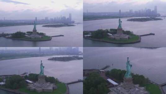 航拍纽约自由女神像高清在线视频素材下载