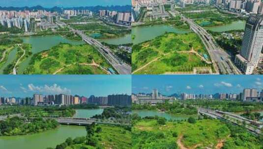 多镜头广西桂林临桂新区城市建筑多镜头高清在线视频素材下载