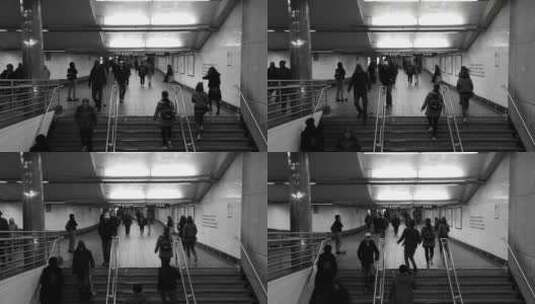 地铁站 正在赶车的行人 特写高清在线视频素材下载
