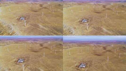 新疆风力发电机群高清在线视频素材下载