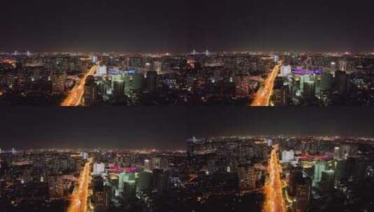 沪闵高架路夜景航拍高清在线视频素材下载