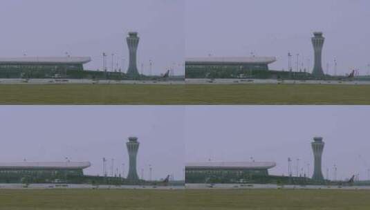 大兴机场 飞机场塔台 空中鸟群高清在线视频素材下载